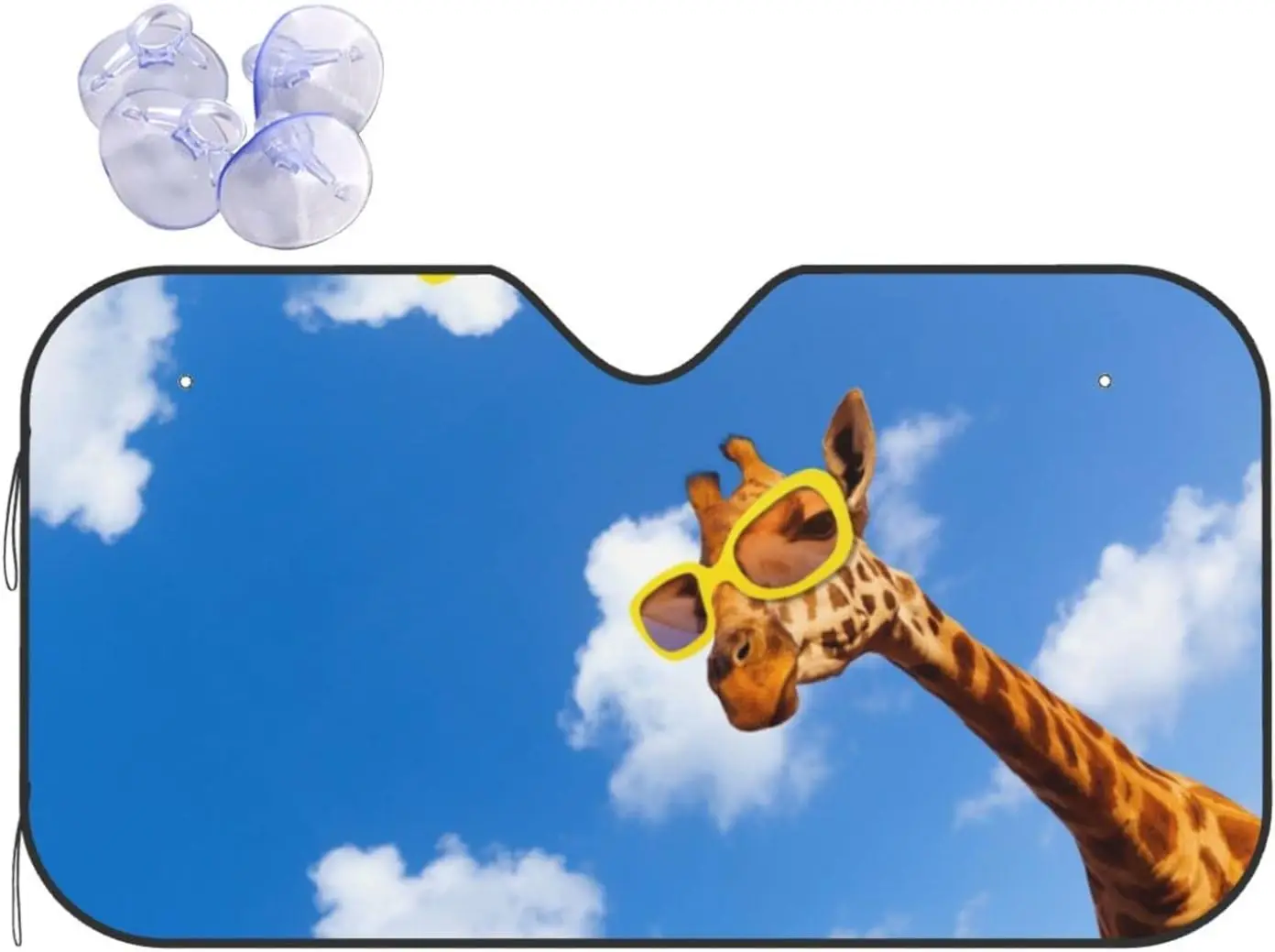 

Funny Giraffe Car Windshield Funny Sun Shade Foldable UV Ray 2 Sun Visor Protector Sunshade To Keep Your Vehicle Cool Small