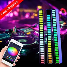 

2022 LED Lamp RGB Sound Control Light 3D 40LED Colorful Rhythm Ambient Pickup LAMP With APP Control Music Voice Control Lights