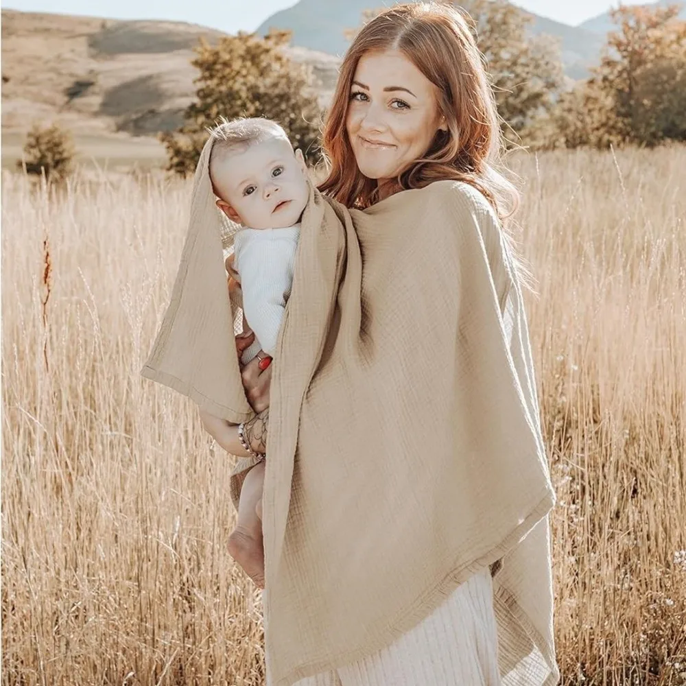 Solid Color Maternal Nursing Covers 2 in 1 Comfortable Feeding Clothes Breathable Stroller Blanket Mother's Nursing Scarf