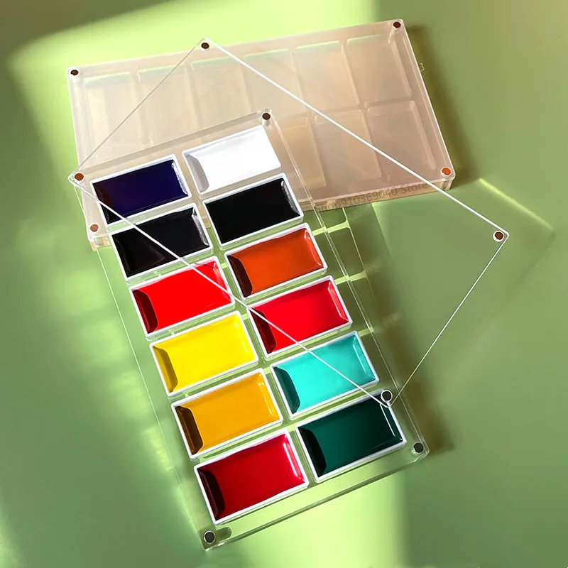 Paint tray color palette watercolor palette Empty acrylic watercolor box palette 24/36 grid portable paint tray dust-proof magnetic transparent box art supplies