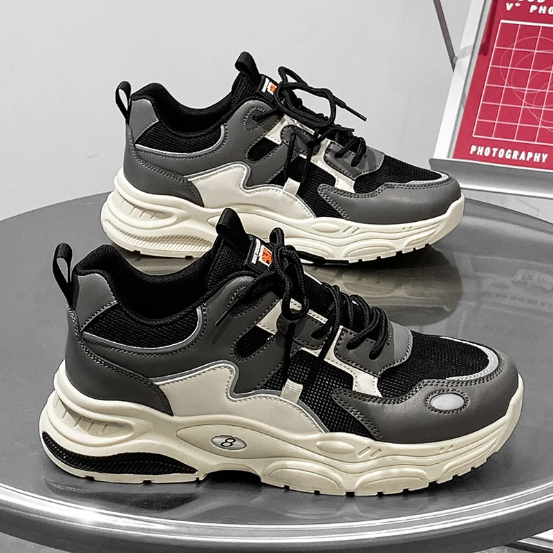 Men's Breathable Sports Shoes - Lightweight Anti-Slip Sports Shoes, Fashionable Casual Walking Shoes, Breathable Low-Top Lace Design, Suitable for Running, Walking and Training Shoes