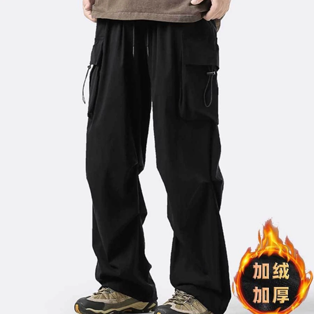 

American style functional landing paratrooper engineering pants, plush and loose fitting, niche wide leg casual pants in autumn