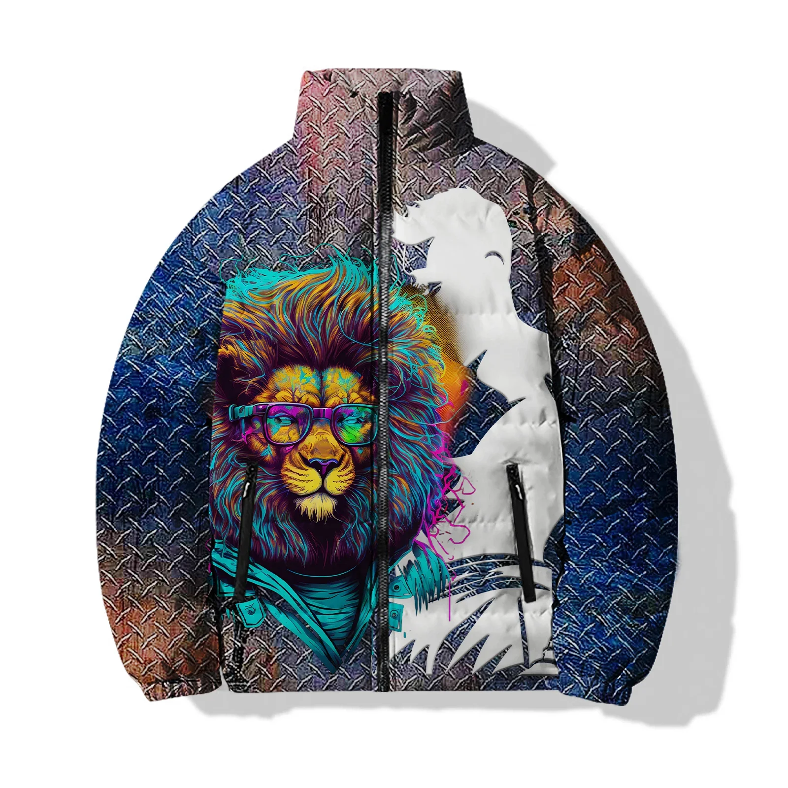 thumbnail image 1 of Chaqueta de invierno para hombre Ropa de algodón de moda para hombre Chaqueta con estampado de tigre y leopardo dorado Chaquetas Abrigo para hombre Abrigos Parka para hombre Frío, 1 of 5