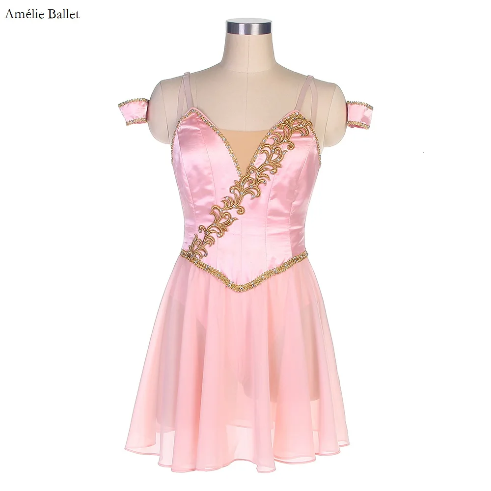 

B22062 Customized Stage Costume Pale Pink Top Bodice with Soft Pink Chiffon Skirt Women & Girls Ballet Performance Costumes