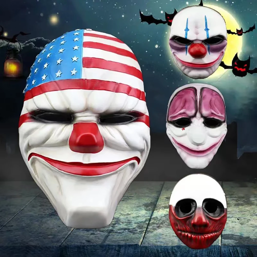 

Collector's Edition Game Payday 2 Edition Horror Clown Resin Mask Rob Dallas Wolf Cosplay Halloween Carnival Dressing Props