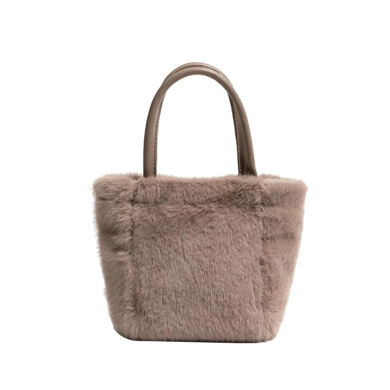 Korean Style Plush Bucket Handbag Women Marleid Large Capacity Soft Shoulder Bag Ladies Fashion Sle Khaki High End Crossbody Bag