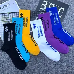Unisex Fashion Spring Autumn Women Men Socks Money Dollar Symbol Printed Comfortable Breathable HipHop Middle Tube Sport Sock