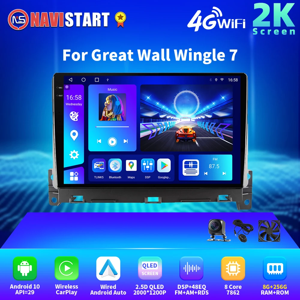 

NAVISTART 2K 2000*1200 Autostereo For Great Wall Wingle 7 2018-2021 Car Radio Stereo GPS Navigation Android Auto WIFI Carplay