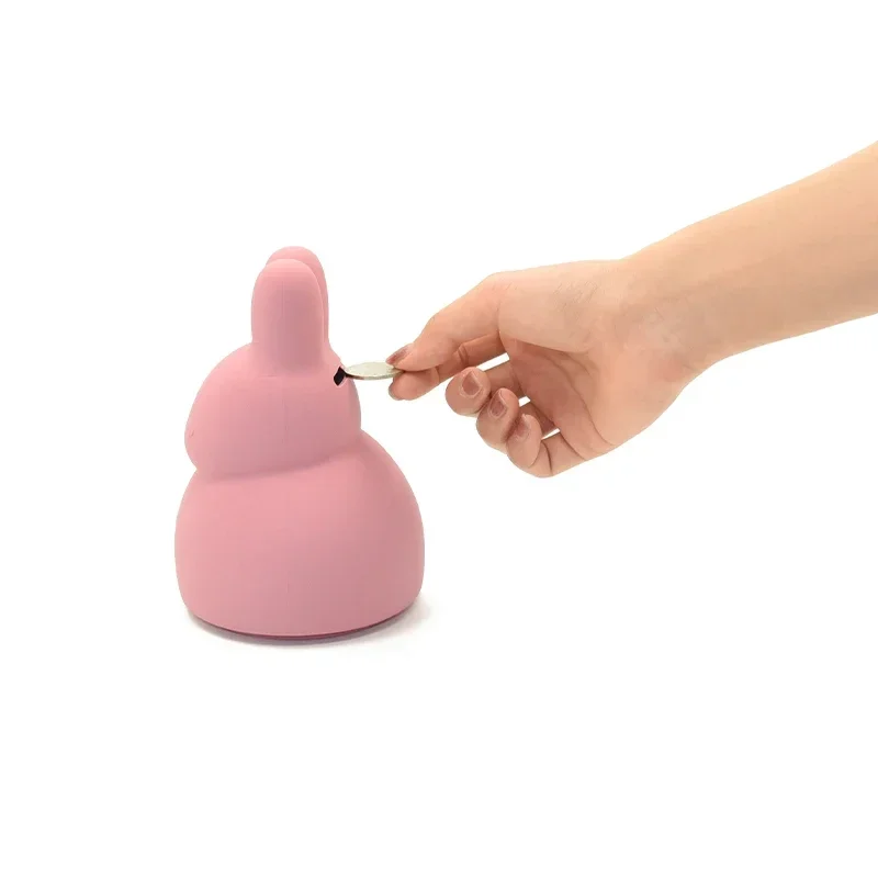Baby Silicone Money Box Cute Bear Rabbit Shape Coin Cash Collection Holder Gifts Kids
