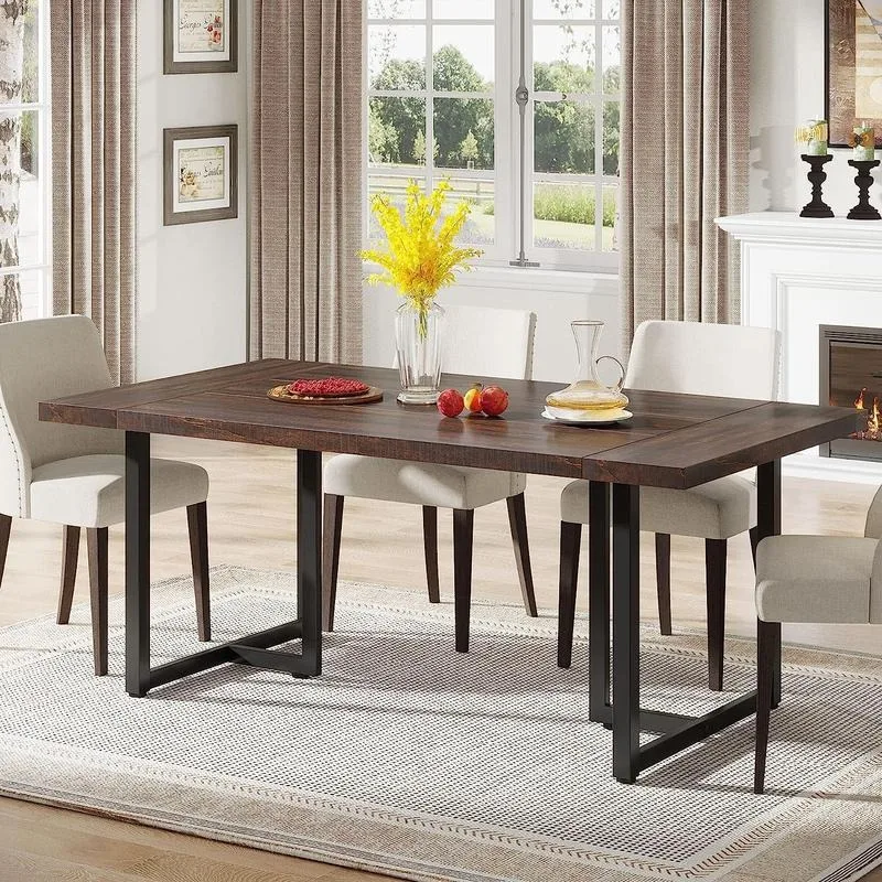 

Tribesigns Dining Table Kitchen Table for 6, Industrial Rectangular with Steel Legs Metal Frame, Only