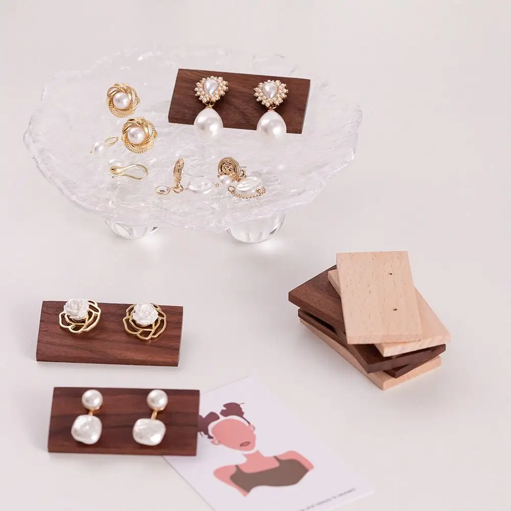 1Pc Wood Pendant Photograph Props Stud Earrings Display Board Card Solid Accessories Ear Rack Display Jewelry Tag digital grain price board display stands label solid wood jewelry tags for pricing cube blocks