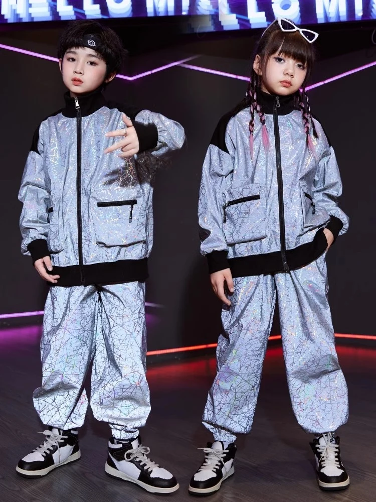 2024 New Hip Hop Dance Rave Clothes For Kids Children Loose Sports