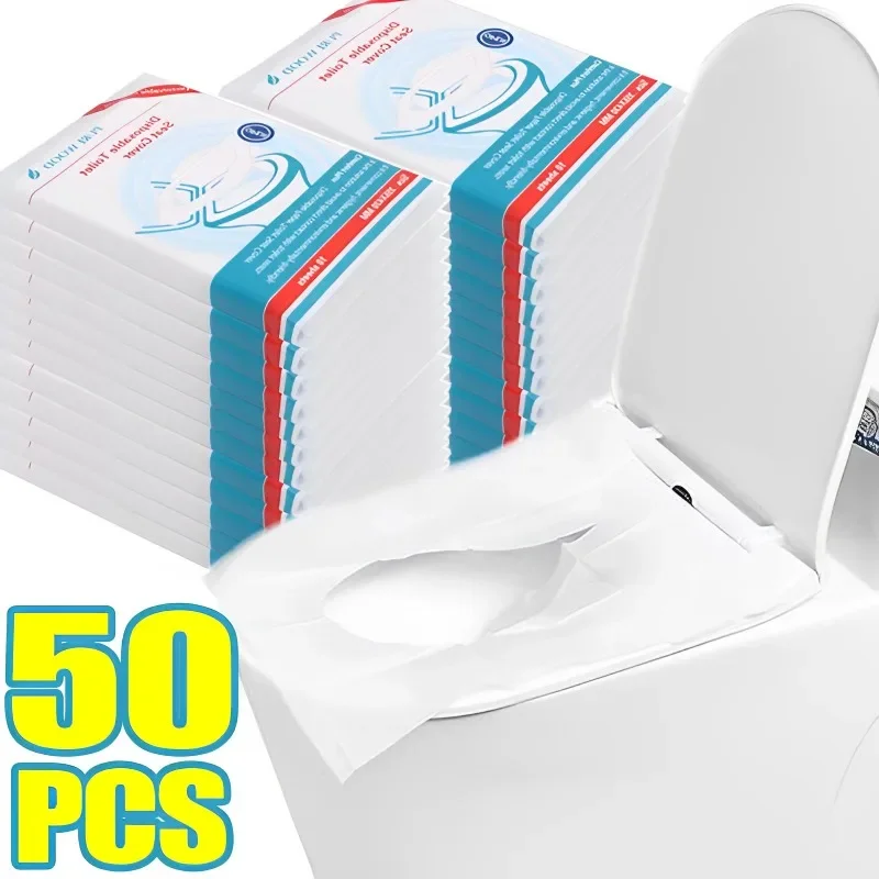 50x Cubre Inodoro Desechable Wc Protector Baño Impermeable