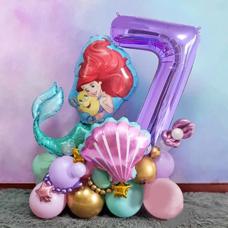 thumbnail image 1 of Decoración para fiesta de cumpleaños de La Sirenita, Princesa Ariel, servilletas de papel, platos, vasos, manteles, globos, suministros para baby shower para niños, 1 of 5