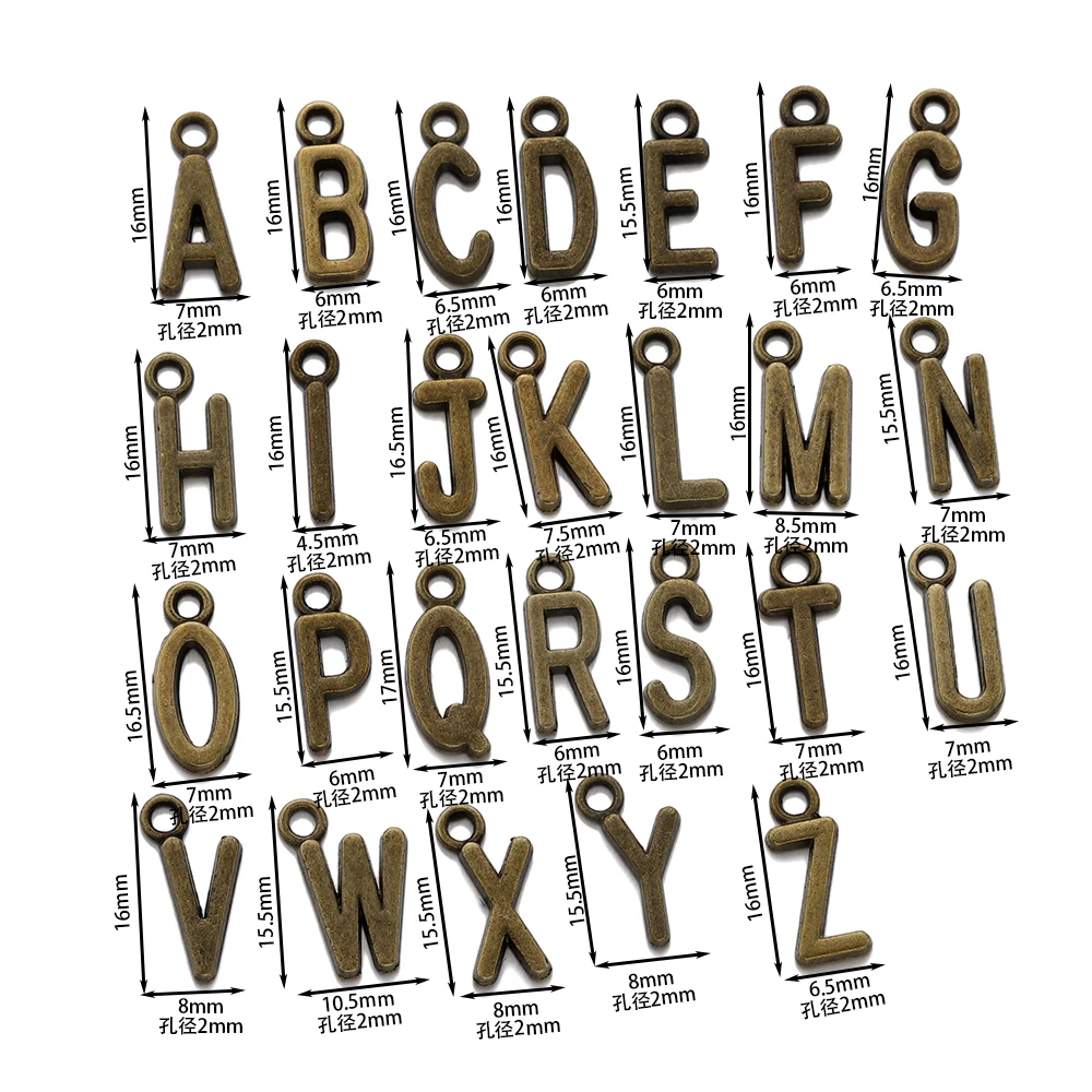 26-30Pcs 7X16mm Legierung 26 Alphabet A-Z Buchstaben Charms Anhänger Für DIY Armband Halskette Schmuck Machen Lieferungen zubehör – Detail 1