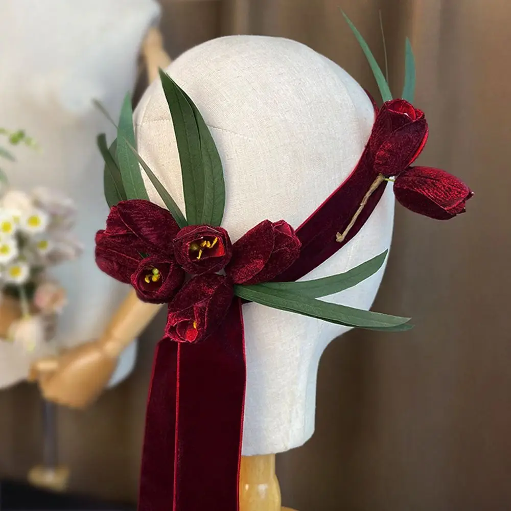 

Hair Bands Photography Hair Accessories Flower Tulip Korean Headwear Brid Wedding Headband Women Hair Bands Velvet