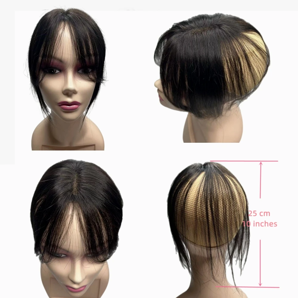Human Hair Toppers Swiss Lace Invisible Real Human Hair Toppers Clip In Natural Hairpieces Bangs for Women Loss Hair Volume Summer Hand-woven