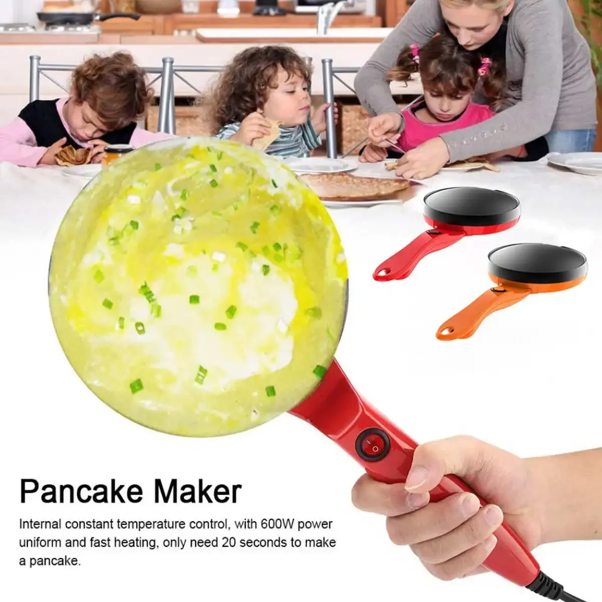 Electric Crepe Maker Pancake Machine 18cm Non-Stick Griddle US Plug 4