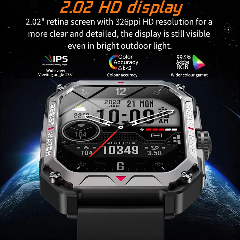   ȭ Ʈġ, ߿  Ʈ ġ, IP68 , 400Mah 뷮 ͸, ƮϽ ƮĿ, 2.02 ġ