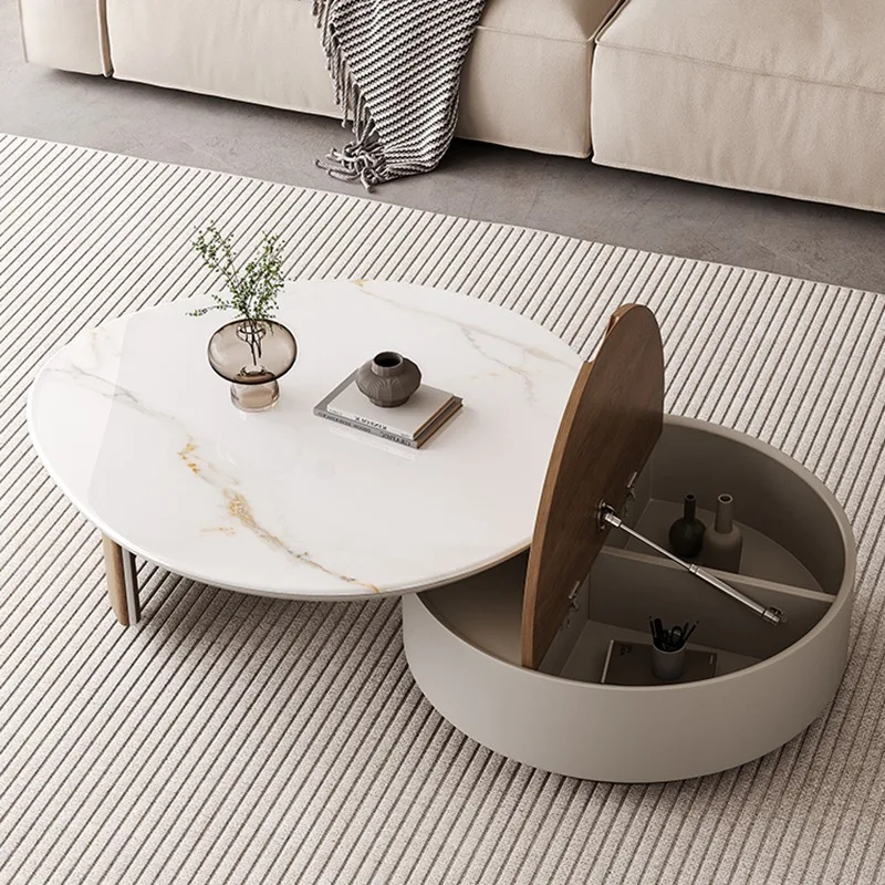 Rotatable Round Coffee Sofa Table Luxury Living Room Sofa Table Nordic Style Modern Simplicity Mesas De Centro Home Furniture