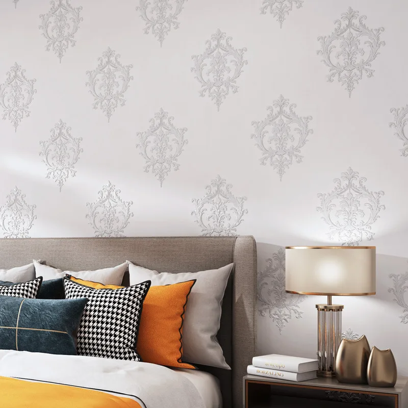 

Европейские тисненые обои в дамасском стиле, утолщенные 3D обои, самоклеящиеся обои с тонким тиснением для спальни W158