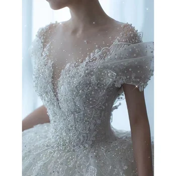 Real photos Wedding dress 2025 new arrival real beads long tail 1