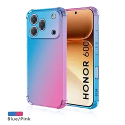 Shockproof Gradient TPU Case - Protective Clear Cover Shell for Honor 600 Pro (Blue Pink)