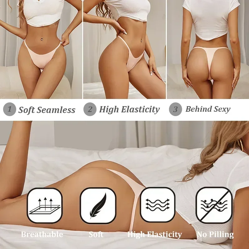 Women Panties Female Underwear Seamless Panties Womens Underwear 5Pcs/Set Sexy Seamless Ics Silk Thongs for Women