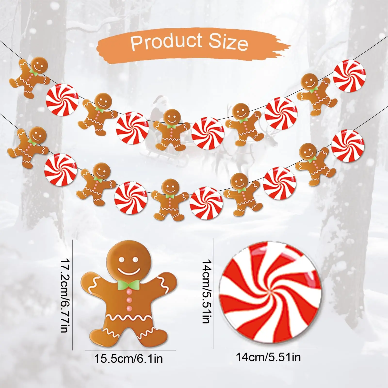 Christmas Gingerbread Man Candy Banner Merry Xmas Decoration for Home Navidad Noel 2025 Xmas Ornaments Xmas Decor New Year 2026