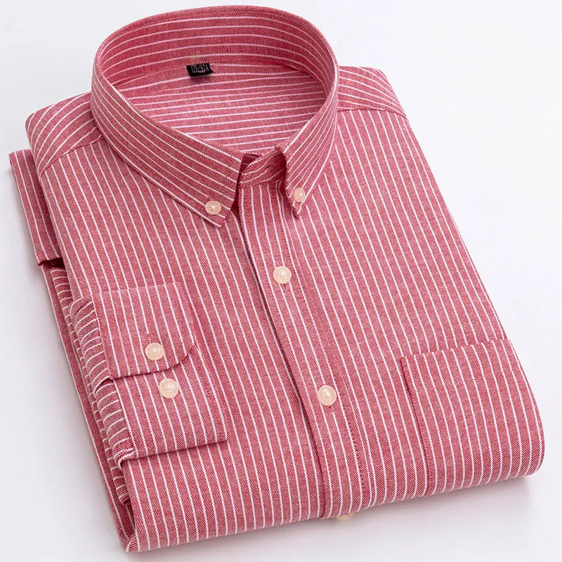 Cotton non-ironing men's Oxford woven long sleeve shirt anti-wrinkle easy to take care of business casual social slim-fit shirt