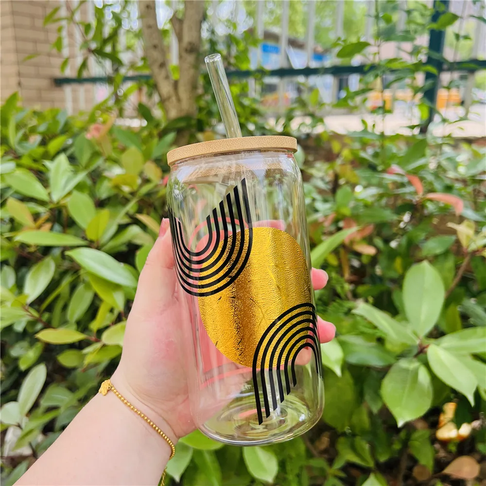 Glass Tumbler with Straw and Lid,Green Glasses Water Cup with Straw