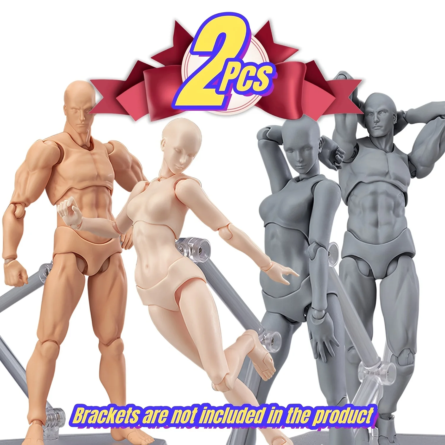 2 Pcs Body Doll Artists Manikin Jointed Mannequin Drawing Figures