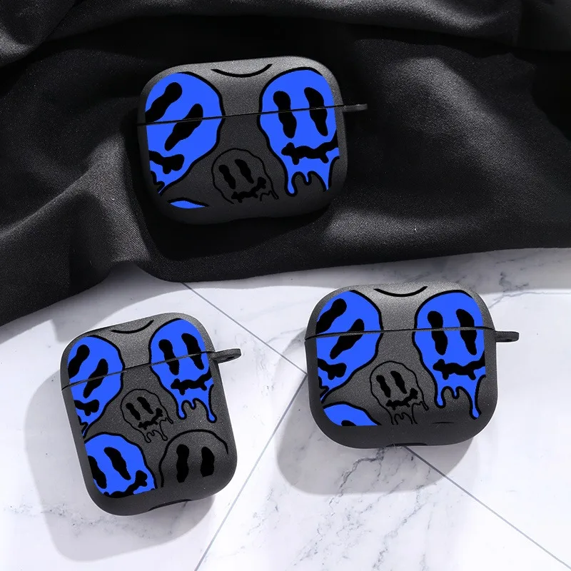 Blue Black AirPods Case with Keychain for Wireless Earphones