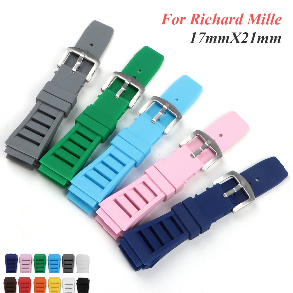 Silicone Sport Watch Strap - Soft Rubber Wristband for Men & Women, 17mmX21mm Replacement Bracelet