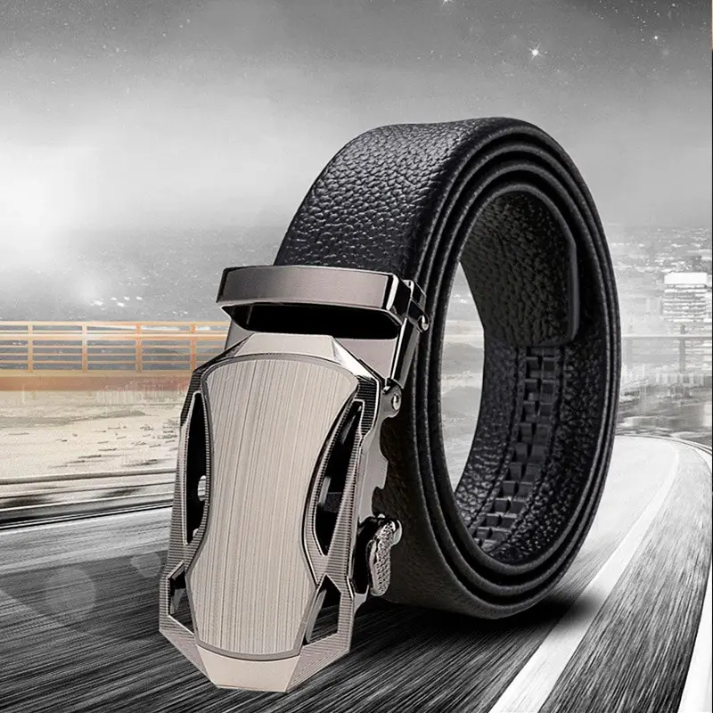 Leather Belt Pu Leather Belt Mens Belt Waist Belt 1pcs Business Sports Car Style Faux Leather With Lychee Pattern Trouser Belt
