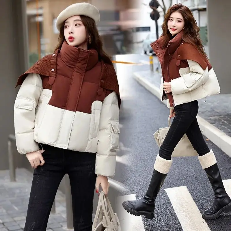 

Sandro Rivers Short Thickened Women's down Jacket 2023 Winter New Short Fashionable Loose Stitching Bread Coat