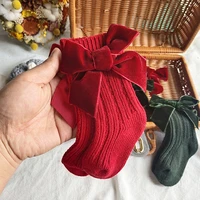Red Bow Tie Medium Tube Socks Girls' Christmas Stockings Infants Toddlers Soft Cotton Children Non Slip Floor Socks Baby Gift 1