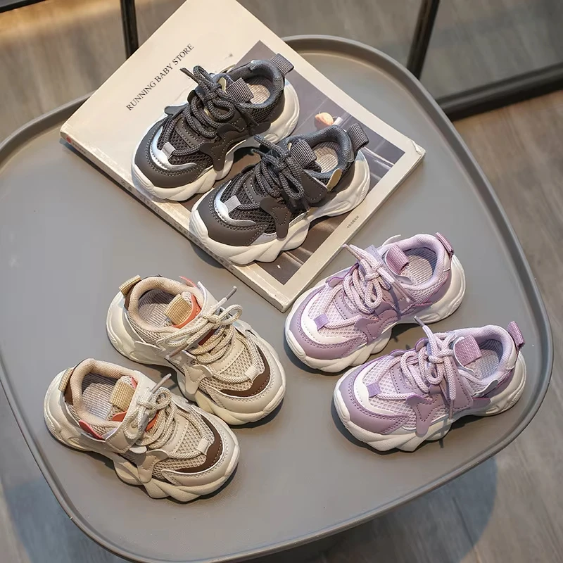 Little Kids Shoes Boys Girls Mesh Fabric Sports Shoes Casual Breathable Baby Sneakers Fashion Patchwork Children I02241
