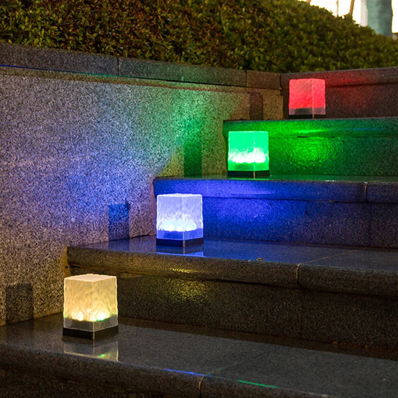 1PCS Outdoor Solar Lights Villa Courtyard Layout Lawn Light Waterproof Balcony Garden Terrace Decoration Ice Brick Buried Lights