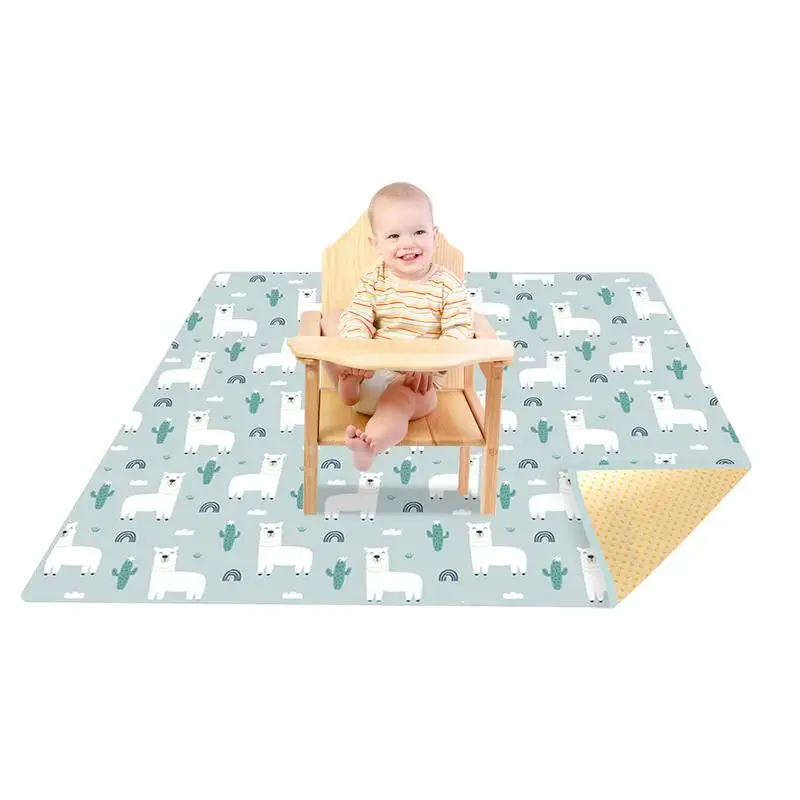 HighChairFloorMatWaterproofHighChairMatAntiSlipAndFoldable