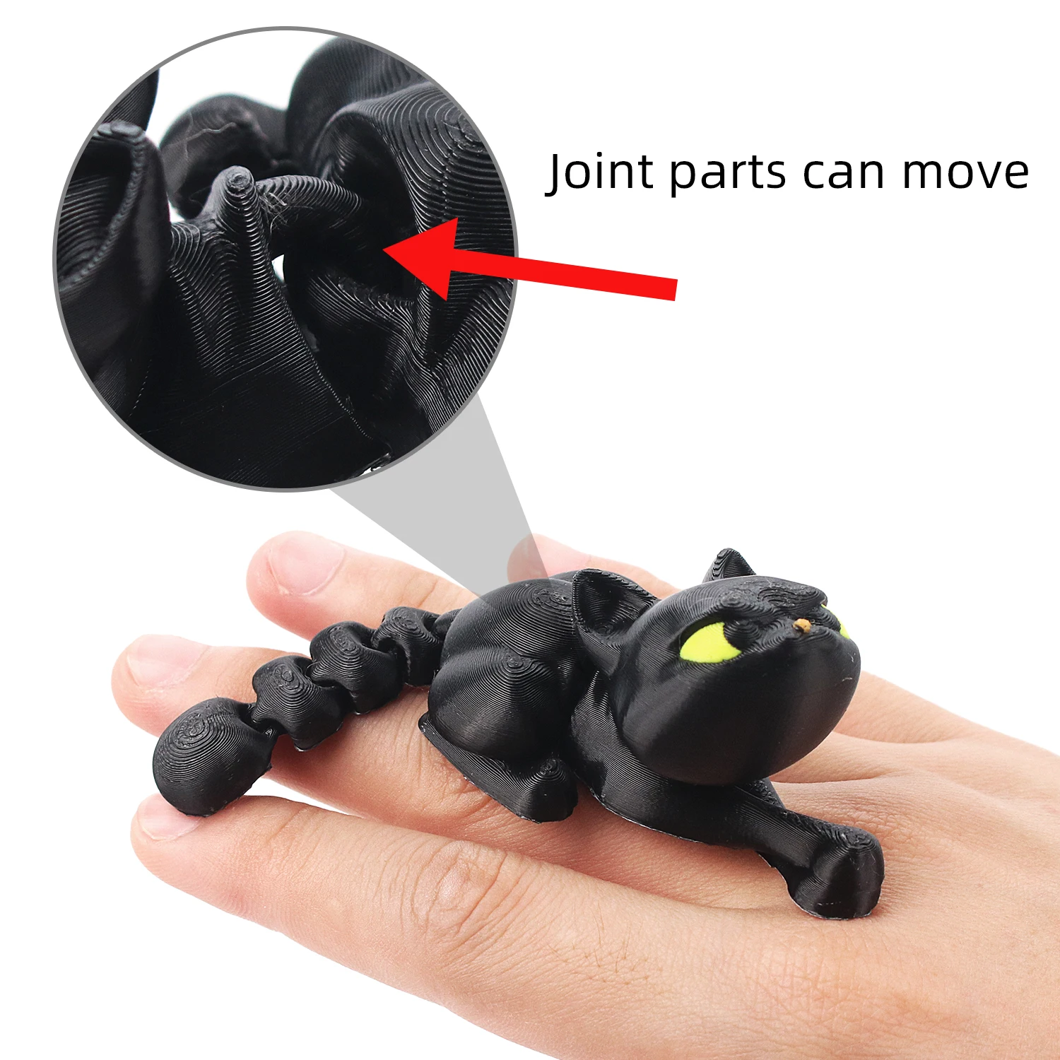3D printed domineering cat ornament, with movable joints all over the body and free swinging creative children's toy animals