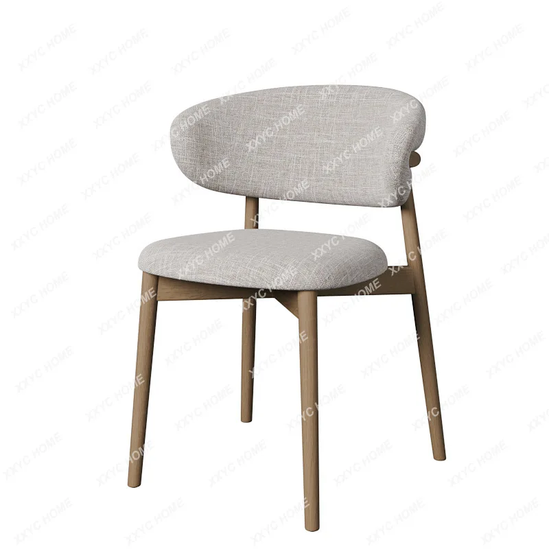 

Light Luxury Household Solid Wood Dining Chair Modern Minimalist Conference Chair Fabric Armchair Coffee Shop Chair