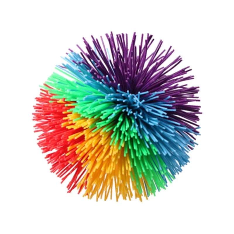 

1Pc Rainbow Fingertips Sensory Bouncy Ball Stringy Balls Great Sensory Fidget Toys Rainbow Pom Rubber Fur Ball Random Color 2023