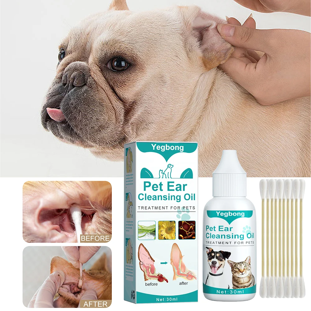 30ml Cleansing Insect Oil Remove Mites Ear Cleaning Keep Canals Clean Cat Ear Deodorant Oil Anti-ticks for Pet Cleaning Supplies