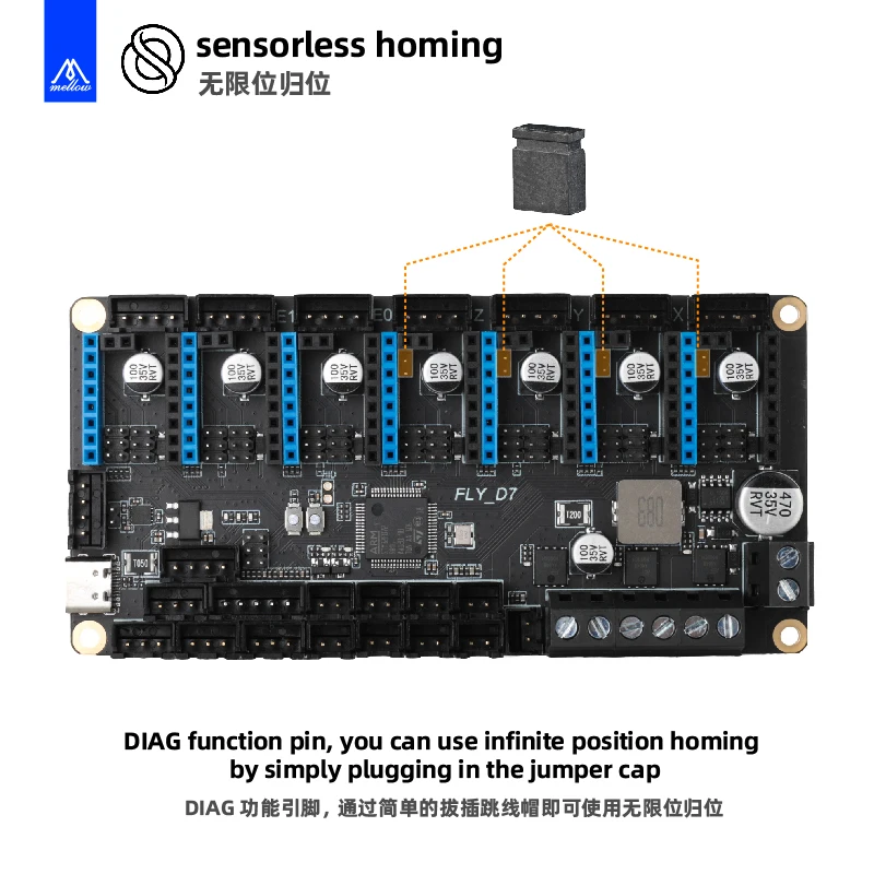 Mellow FLY D7 V1.0 Board 7 Axis 32Bit Klipper Firmware TMC2209