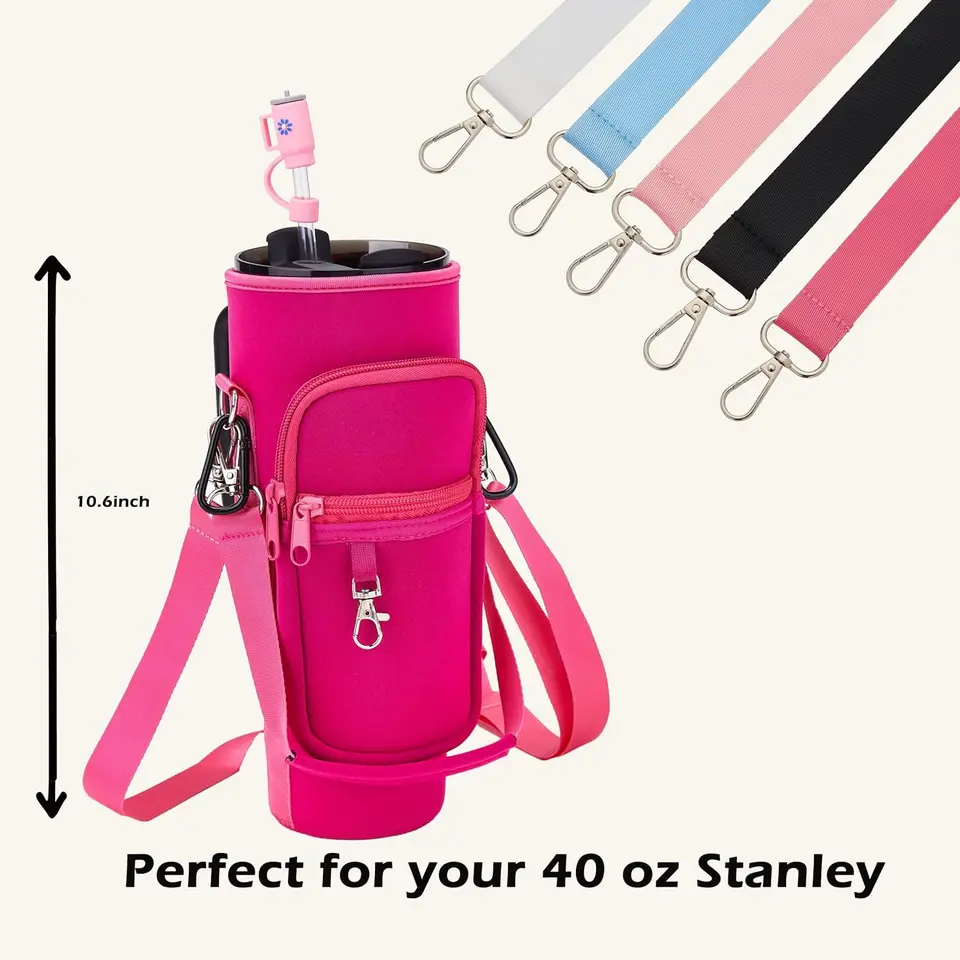 HéBei Water Bottle Carrier Bag - Compatible With Stanley 40oz Tumbler, Pouch With Shoulder Strap For Outdoor - View #4