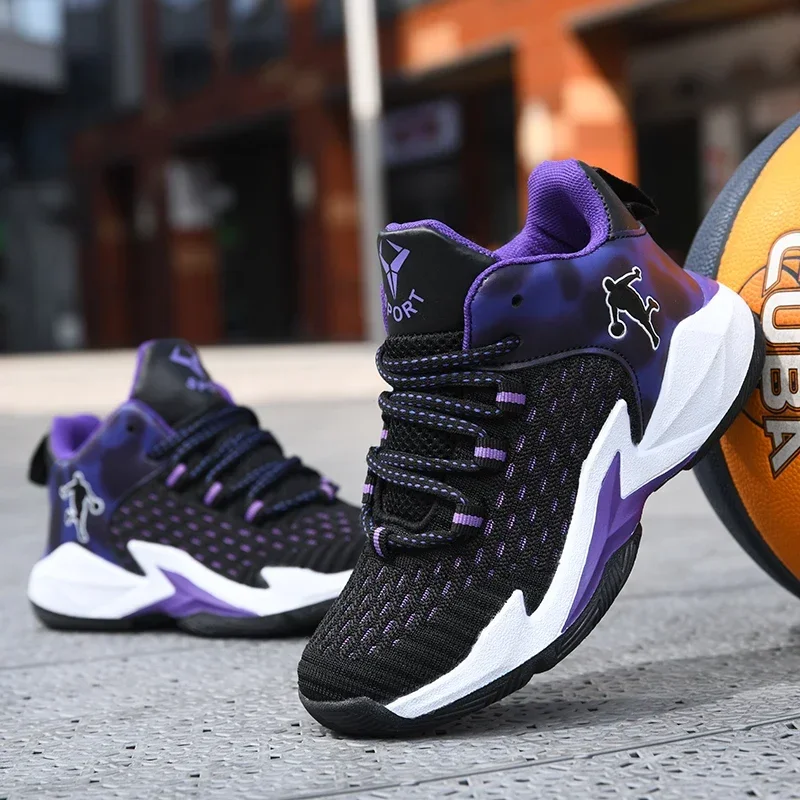 Boys Brand Mesh Basketball Shoes 8 Kids Sneakers Thick Sole Non-slip Children Sports Shoes Child Boy Basket Trainer Shoes Girls 3