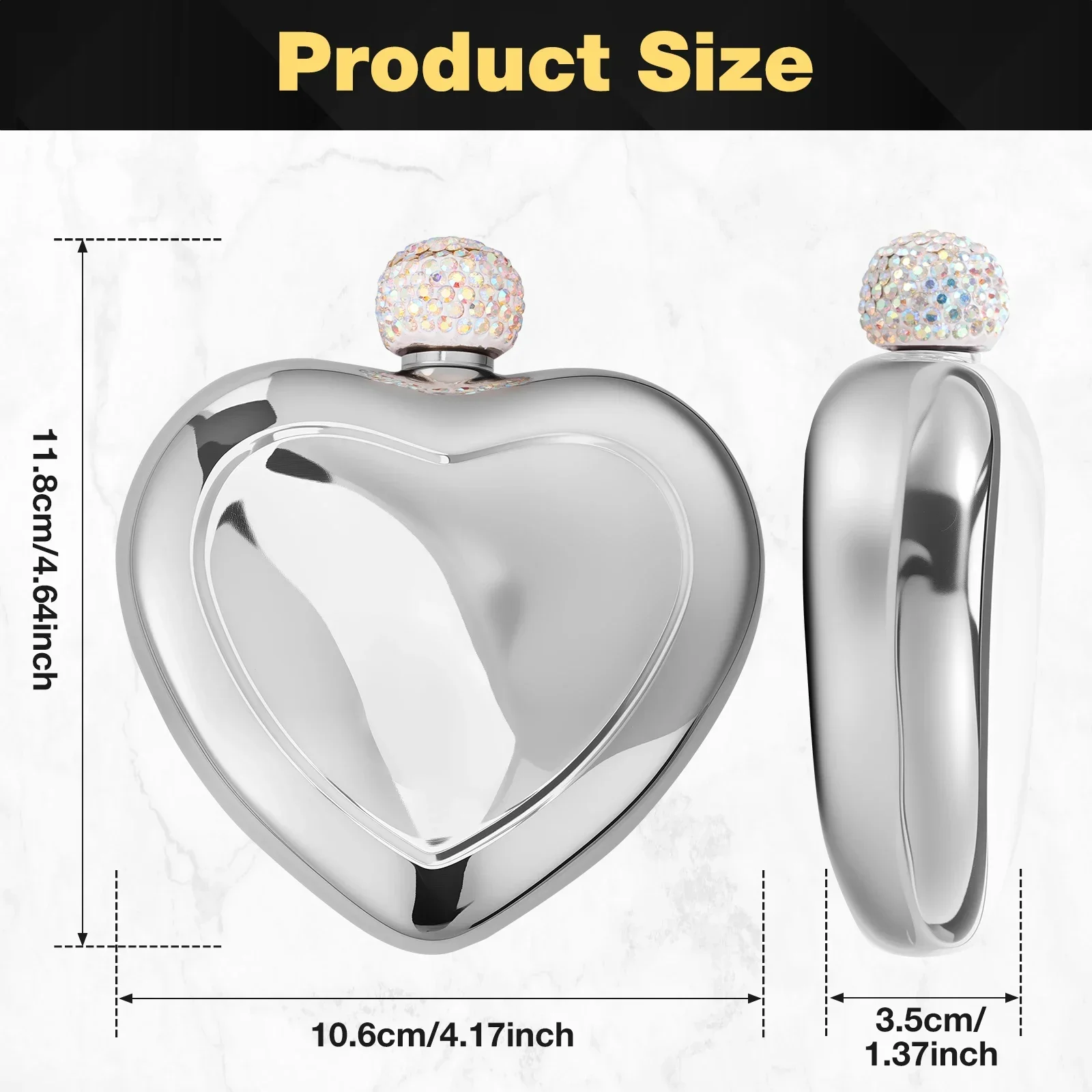 2Pcs 스테인레스 스틸 하트 모양 미니 힙 플라스크 180ml 하트 모양 와인 플라스크 야외 캠핑 파티 하이킹을위한 좋은 밀봉
