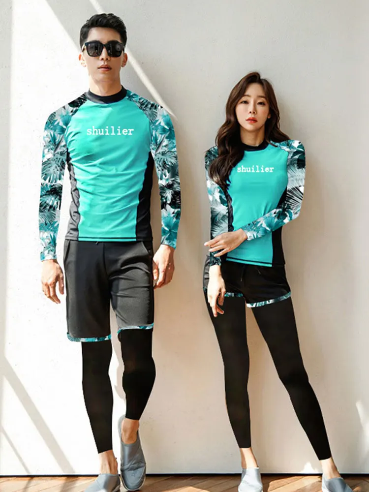 4pcs Women's Men's Full Body Long Sleeve Rashguard Swim Surf Top Bottom