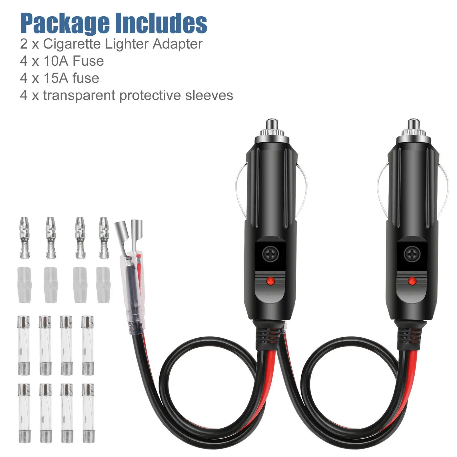 2Pcs 12V Männlichen Auto Zigarette Leichter Buchse Stecker Motorrad Buchse Power Ladegerät Adapter Stecker Sicherung Konverter Stecker Heißer verkauf – Detail 2